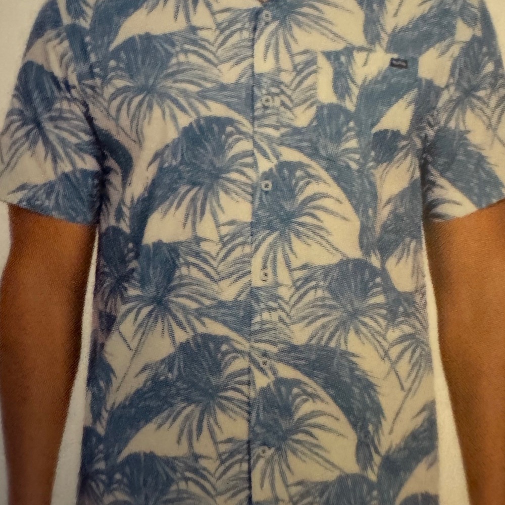 Hurley Men's XXL Cotton Spandex Button-Down Shirt Tropical‎ Palm